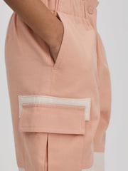 Reiss Pink Adalia 9-13 yrs Colourblock Elasticated Cargo Jeans - Image 4 of 6