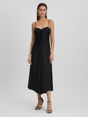 Halston Ruched Jersey Midi Dress - Image 1 of 6