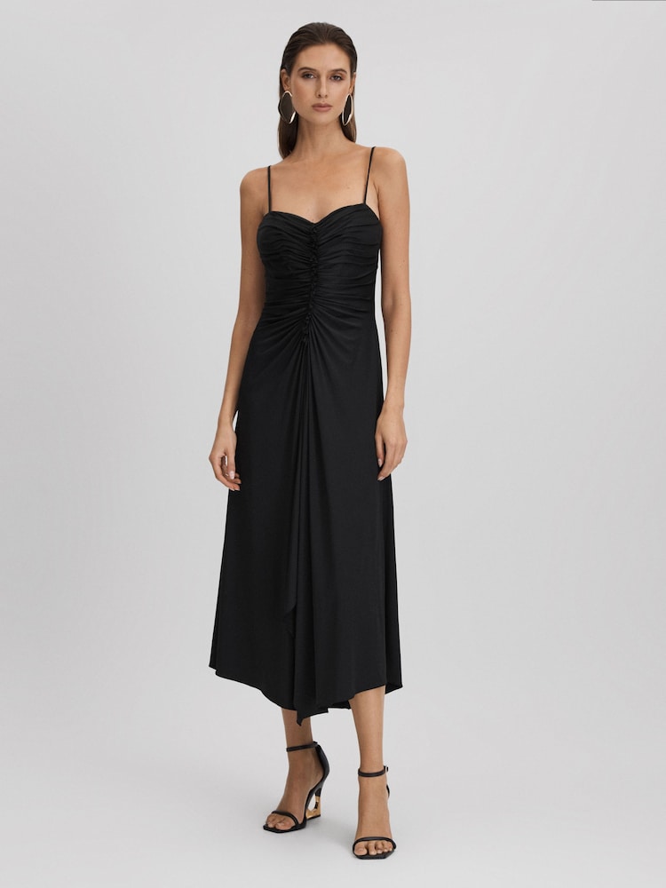 Halston Ruched Jersey Midi Dress - Image 1 of 6