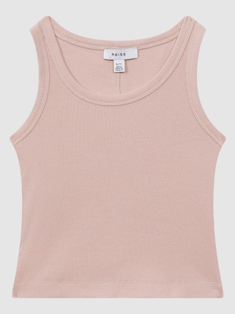 Reiss Pale Pink Violet Teen Cotton Blend Ribbed Vest - Image 1 of 5
