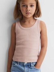 Reiss Pale Pink Violet Teen Cotton Blend Ribbed Vest - Image 2 of 5