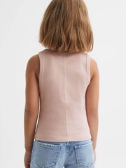 Reiss Pale Pink Violet Teen Cotton Blend Ribbed Vest - Image 4 of 5