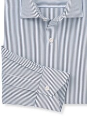 Savile Row Company Slim Fit Blue 100% Cotton Stripe Single Cuff Formal Shirt - Image 4 of 5