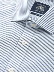 Savile Row Company Slim Fit Blue 100% Cotton Stripe Single Cuff Formal Shirt - Image 5 of 5