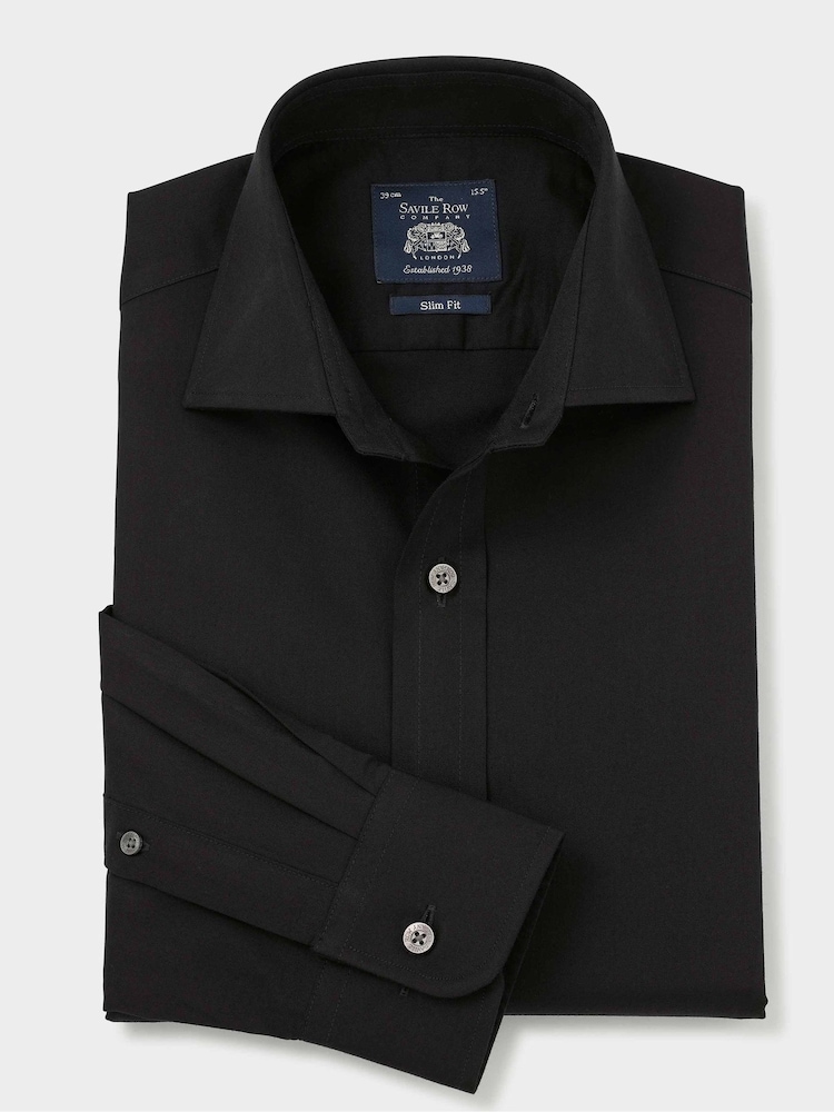 Savile Row Company Slim 100% Cotton Fine Twill Single Cuff Formal Shirt - Image 3 of 5