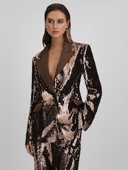 Halston Tailored Sequin Single Breasted Blazer - Image 1 of 7