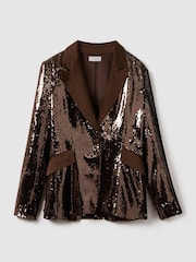 Halston Tailored Sequin Single Breasted Blazer - Image 2 of 7