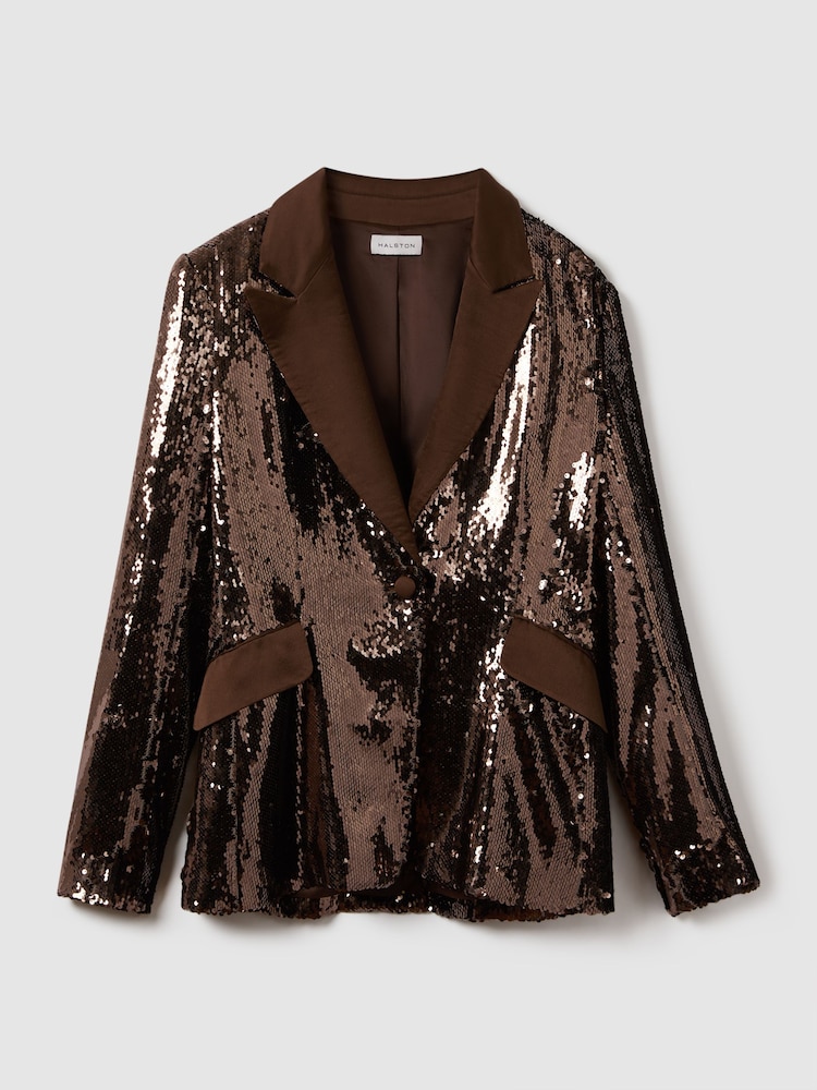 Halston Tailored Sequin Single Breasted Blazer - Image 2 of 7