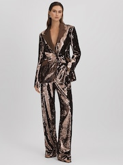 Halston Tailored Sequin Single Breasted Blazer - Image 3 of 7