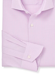 Savile Row Company Purple 100% Cotton Slim Gingham Single Cuff Formal Shirt - Изображение 4 из 5