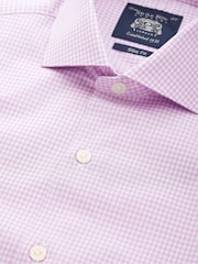Savile Row Company Purple 100% Cotton Slim Gingham Single Cuff Formal Shirt - Изображение 5 из 5