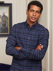 Savile Row Company 100% Cotton Check Casual Oxford Black Shirt - Image 2 of 5
