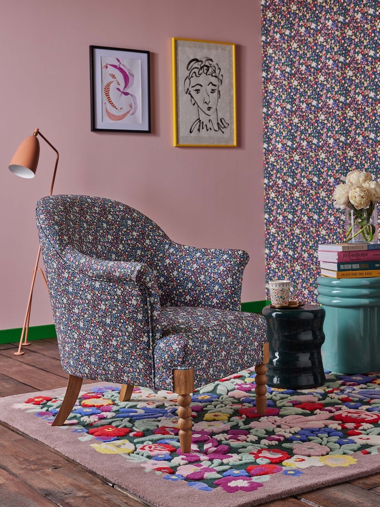 Cath Kidston Harmony Ditsy Charcoal Grey Chair Rodeo Accent Chair - Image 1 of 11