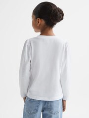 Reiss White Ria 4-9 yrs Cotton Sequin Motif Top - Image 5 of 6