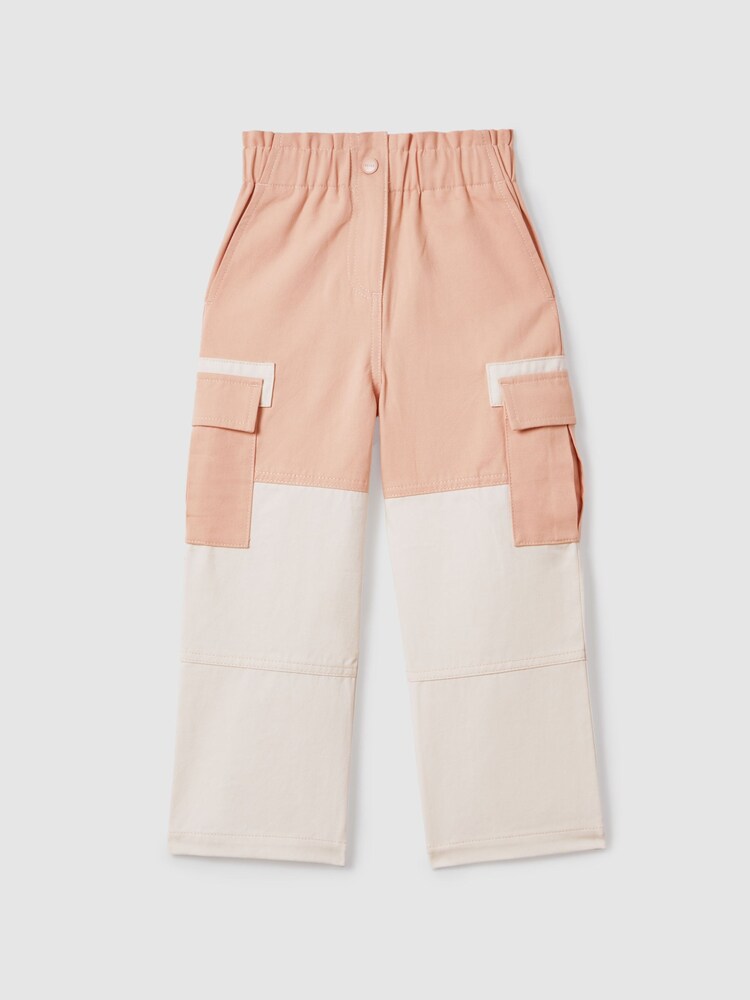 Reiss Pink Adalia 4-9 yrs Colourblock Elasticated Cargo Jeans - Image 2 of 6