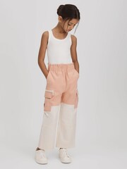 Reiss Pink Adalia 4-9 yrs Colourblock Elasticated Cargo Jeans - Image 3 of 6