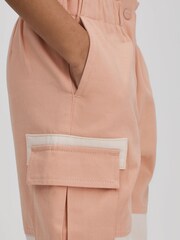 Reiss Pink Adalia 4-9 yrs Colourblock Elasticated Cargo Jeans - Image 4 of 6