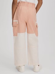 Reiss Pink Adalia 4-9 yrs Colourblock Elasticated Cargo Jeans - Image 5 of 6