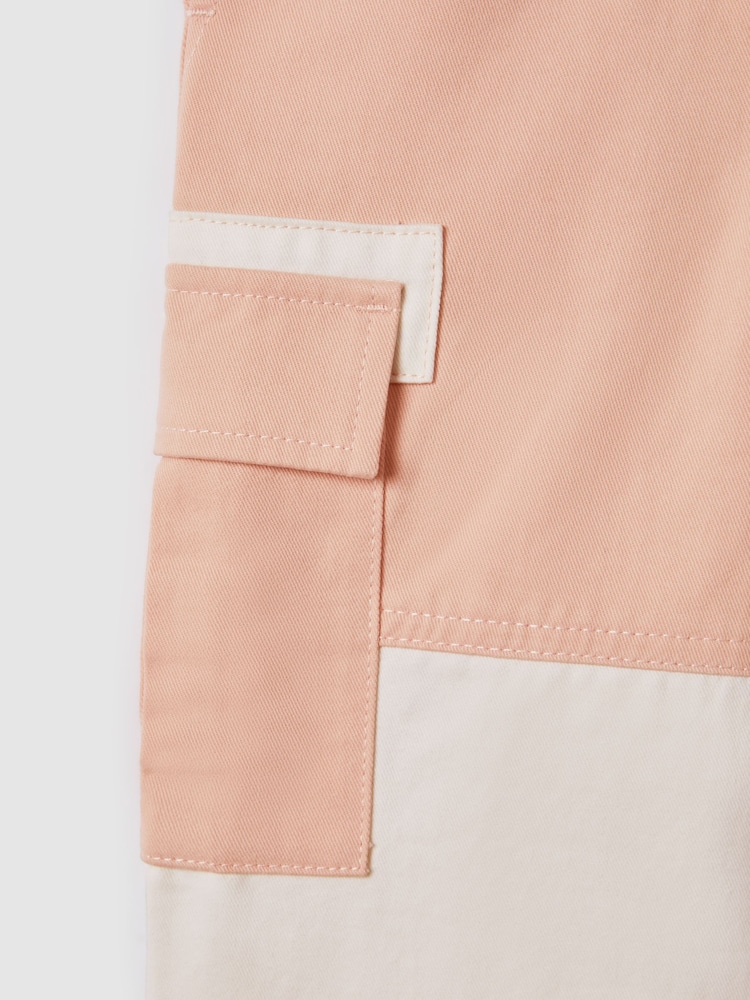 Reiss Pink Adalia 4-9 yrs Colourblock Elasticated Cargo Jeans - Image 6 of 6