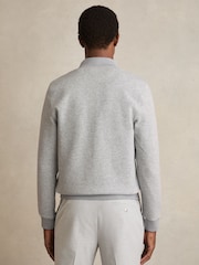 Reiss Soft Grey Melange Freddie Hybrid Quilt and Knit Zip-Through Jacket - Image 5 of 7