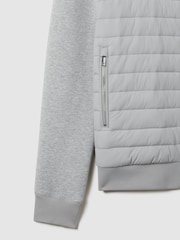 Reiss Soft Grey Melange Freddie Hybrid Quilt and Knit Zip-Through Jacket - Image 6 of 7