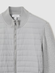 Reiss Soft Grey Melange Freddie Hybrid Quilt and Knit Zip-Through Jacket - Image 7 of 7