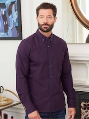 Savile Row Company Purple 100% Cotton Gingham Check Casual Oxford Shirt - Image 1 of 5