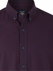Savile Row Company Purple 100% Cotton Gingham Check Casual Oxford Shirt - Image 5 of 5