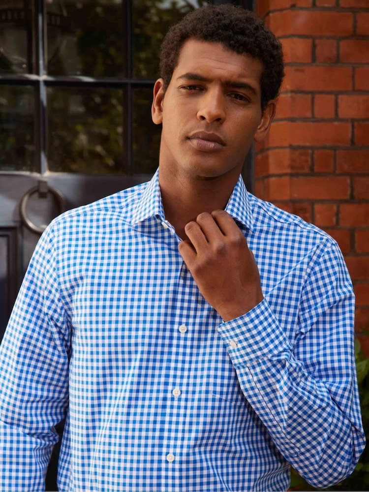 Savile Row Company 100% Cotton Check Single Cuff Formal Shirt - Image 2 of 5