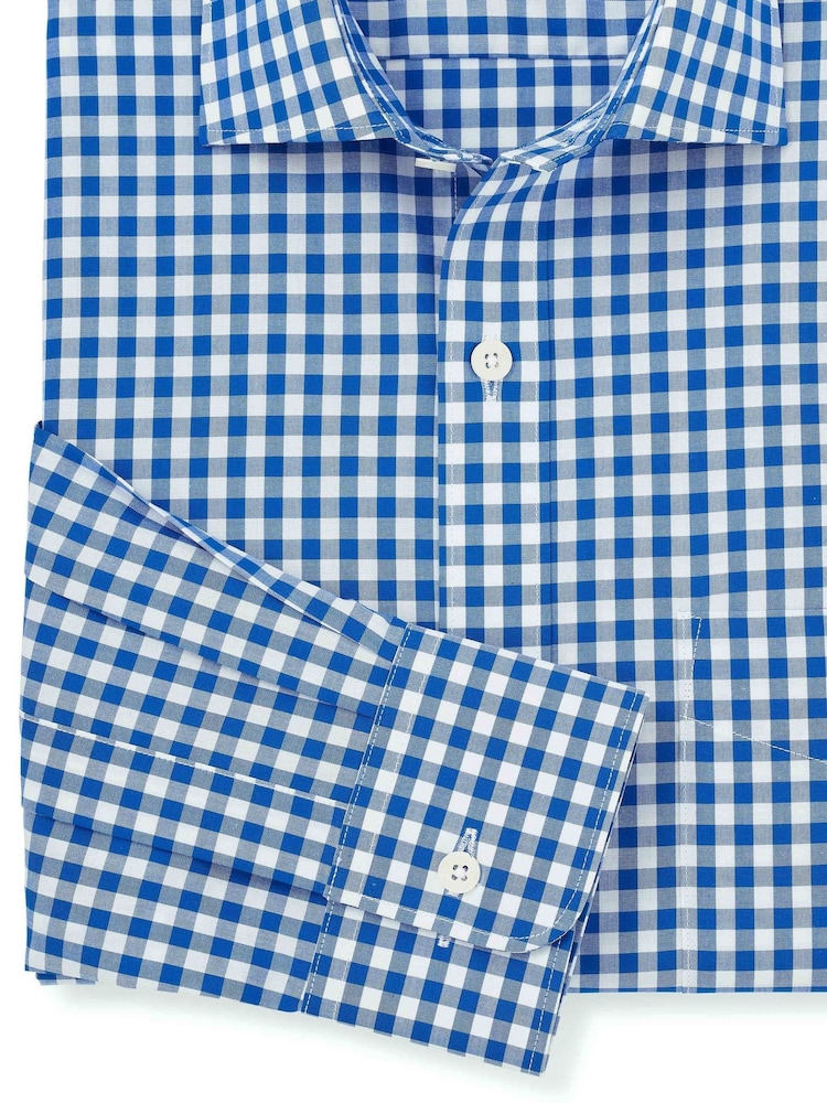 Savile Row Company 100% Cotton Check Single Cuff Formal Shirt - Image 5 of 5