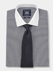 Savile Row Company Blue 100% Cotton Stripe Winchester Double Cuff Formal Shirt - Image 4 of 7