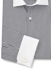 Savile Row Company Blue 100% Cotton Stripe Winchester Double Cuff Formal Shirt - Image 6 of 7
