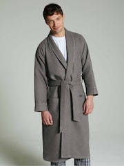 Savile Row Company Grey 100% Cotton Waffle Dressing Gown - Image 1 of 4