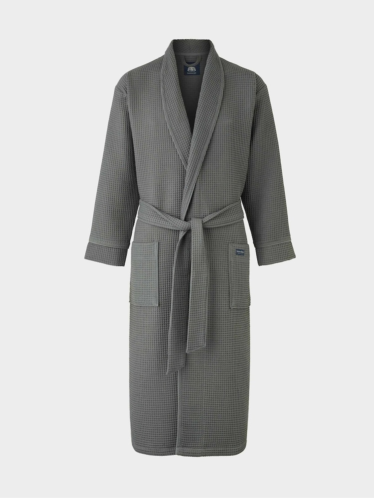 Savile Row Company Grey 100% Cotton Waffle Dressing Gown - Image 2 of 4