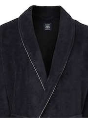 Savile Row Company Fleece Black Dressing Gown With Grey Piping - Image 3 of 4
