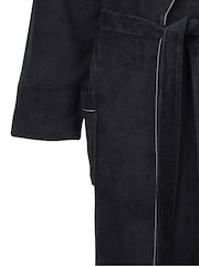 Savile Row Company Fleece Black Dressing Gown With Grey Piping - Image 4 of 4
