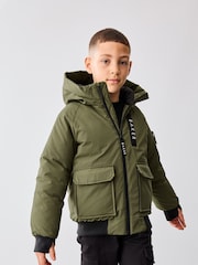 Baker by Ted Baker Khaki/Green Shower Resistant Padded Bomber Coat - Image 1 of 12