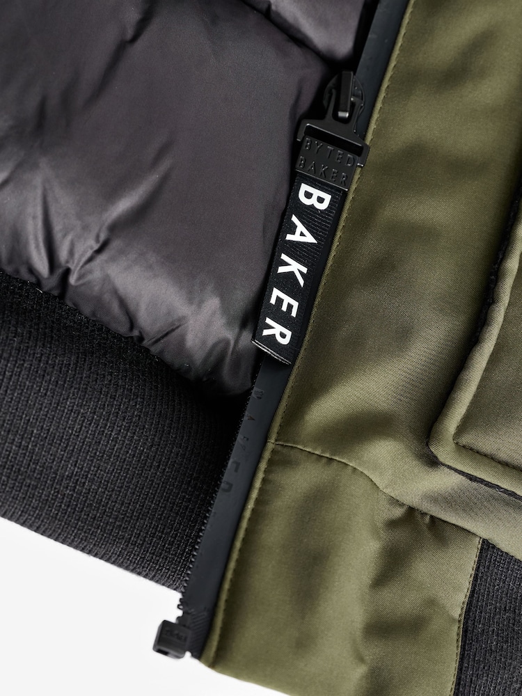 Baker by Ted Baker Khaki/Green Shower Resistant Padded Bomber Coat - Image 12 of 12