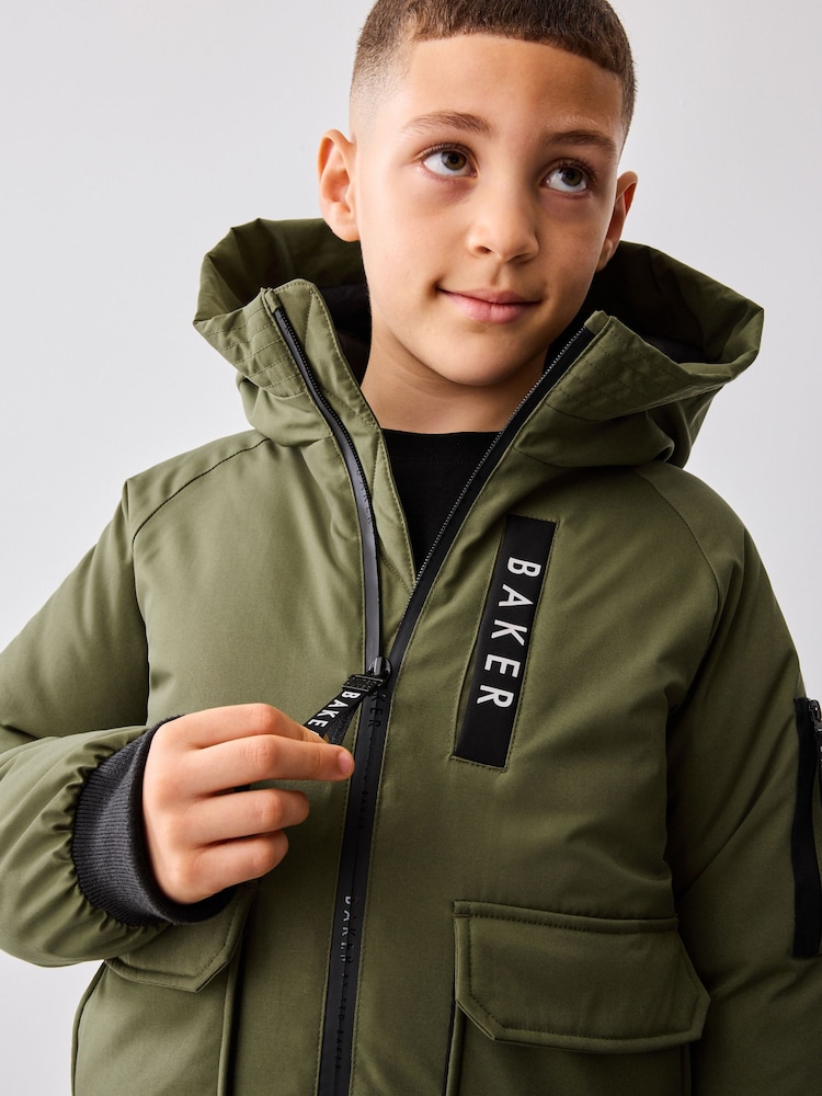 Baker by Ted Baker Khaki/Green Shower Resistant Padded Bomber Coat - Image 2 of 12