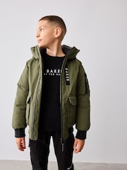 Baker by Ted Baker Khaki/Green Shower Resistant Padded Bomber Coat - Image 4 of 12