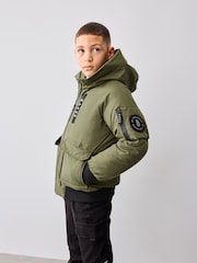Baker by Ted Baker Khaki/Green Shower Resistant Padded Bomber Coat - Image 5 of 12