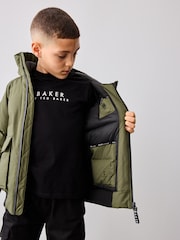 Baker by Ted Baker Khaki/Green Shower Resistant Padded Bomber Coat - Image 6 of 12