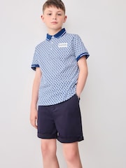 Baker by Ted Baker Printed 100% Cotton Polo Shirt - Image 1 of 8