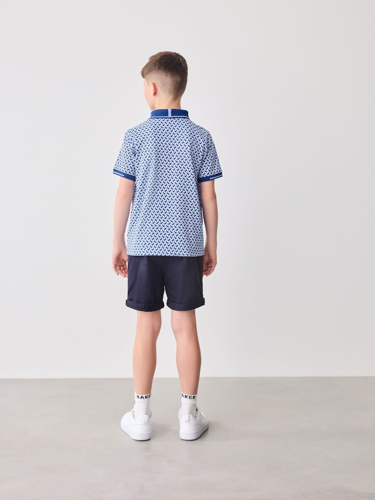 Baker by Ted Baker Printed 100% Cotton Polo Shirt - Image 2 of 8