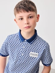 Baker by Ted Baker Printed 100% Cotton Polo Shirt - Image 4 of 8
