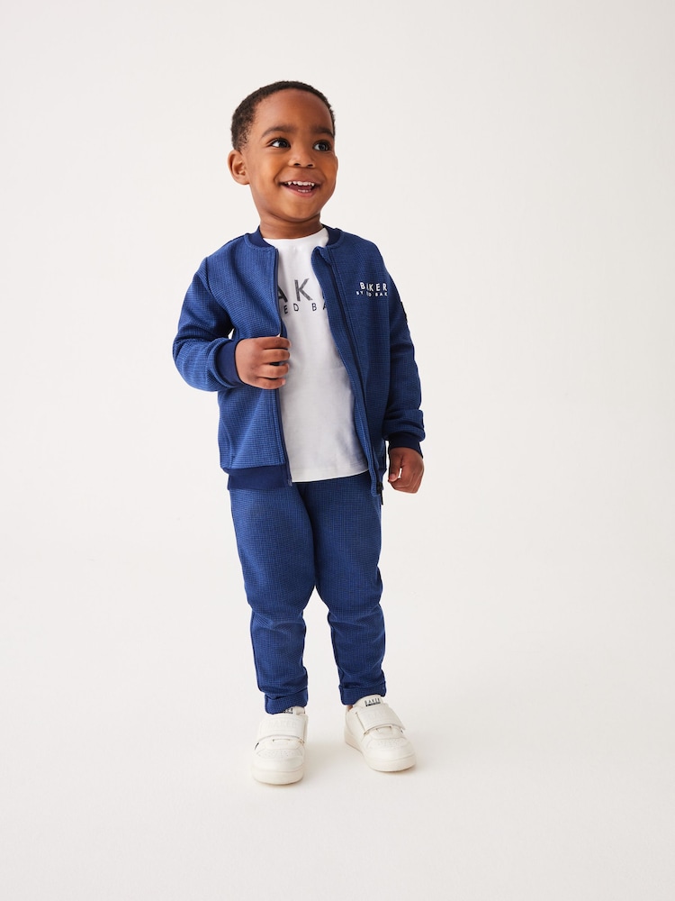 Baker by Ted Baker Blue 100% Cotton Bomber Jacket T-Shirt and Trousers Set - Изображение 1 из 15