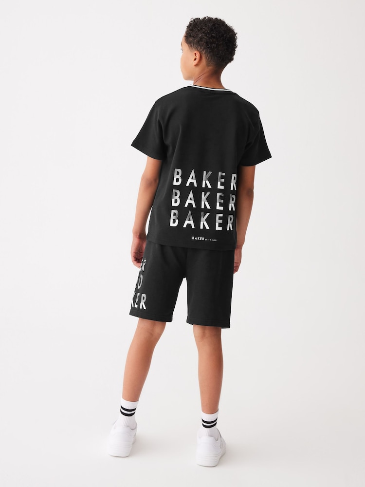 Baker by Ted Baker 100% Cotton Graphic Black T-Shirt and Shorts Set - Image 2 of 9