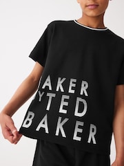 Baker by Ted Baker 100% Cotton Graphic Black T-Shirt and Shorts Set - Image 4 of 9