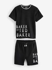 Baker by Ted Baker 100% Cotton Graphic Black T-Shirt and Shorts Set - Image 6 of 9