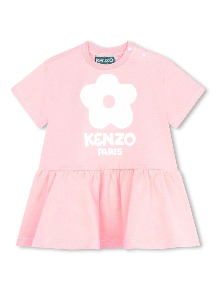 KENZO KIDS Baby Pink Flower Logo Print Short Sleeve Dress - Image 1 of 3 KENZO KIDS Baby Pink Flower Logo Print Short Sleeve Dress - Image 1 of 3